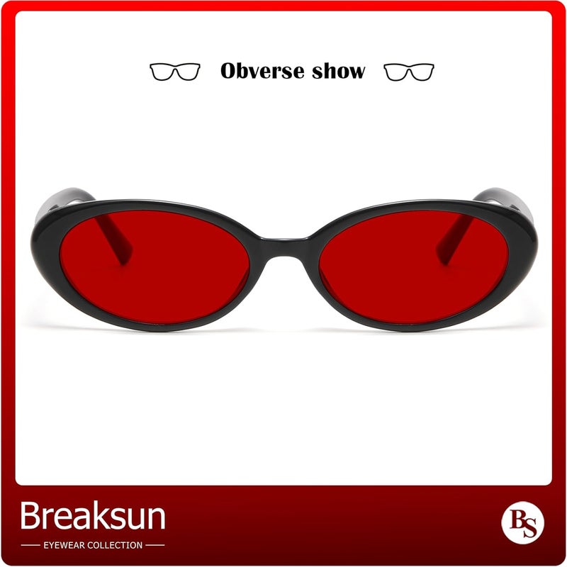 Breaksun Retro Oval Sunglasses for Women Men Fashion Small Oval Sunglasses 90s Vintage Shades - Image 4